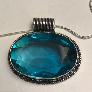 Blue Topaz Stamped 925 Sterling Silver Necklace